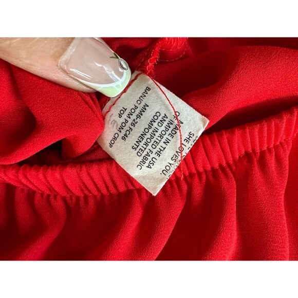 Show Me Your MuMu Women's Banjo Strapless Pom Pom Hem Coachella Crop Top S - Picture 6 of 6